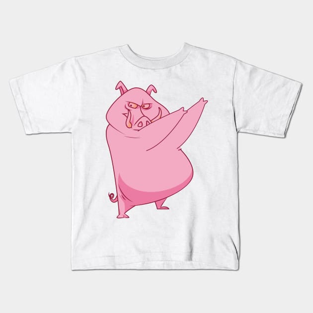 Dab Dabbing Pig Funny Kids T-Shirt by chrizy1688